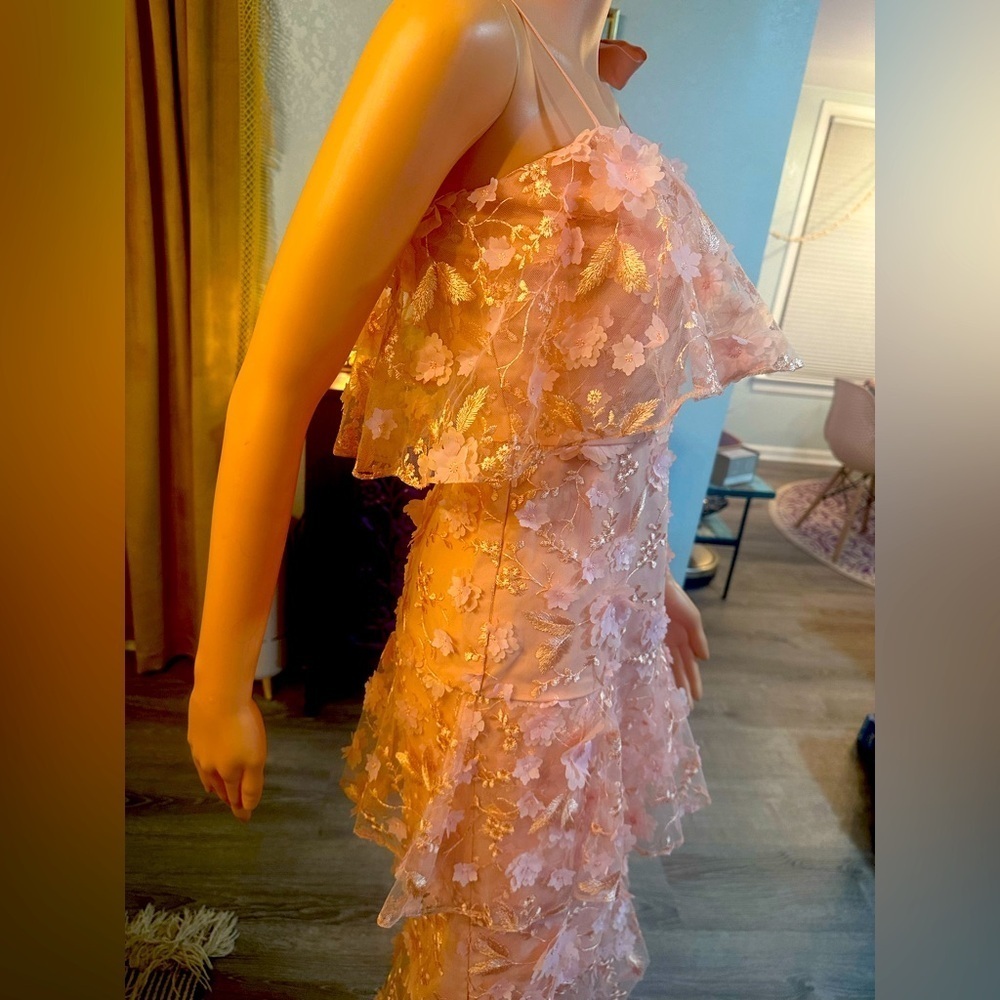 ASOS light pink/nude dainty flower cut out sheer dress sz 4 - NWT - Picture 5 of 16